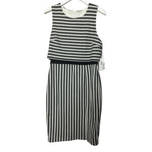 BISOU BISOU Women's Black and White Sleeveless Zipper Back Lined Dress Sz 10